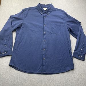 carbon2cobalt XL Classic Fit Blue Polka Dot Cotton Long Sleeve Button-Down Shirt